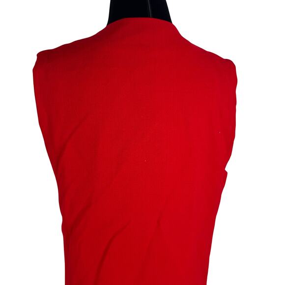 Vintage 90s Red Longline Vest Tailored Covered Buttons S/M Power Dressing - Picture 6 of 13